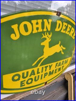 Vintage John Deere Porcelain Sign Old Farm Tractor Equipment Agricultural Dealer