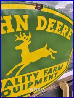 Vintage John Deere Porcelain Sign Old Farm Tractor Equipment Agricultural Dealer