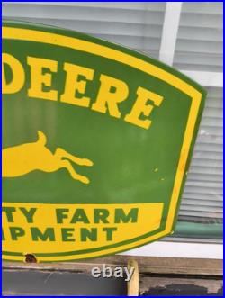 Vintage John Deere Porcelain Sign Old Farm Tractor Equipment Agricultural Dealer