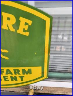 Vintage John Deere Porcelain Sign Old Farm Tractor Equipment Agricultural Dealer